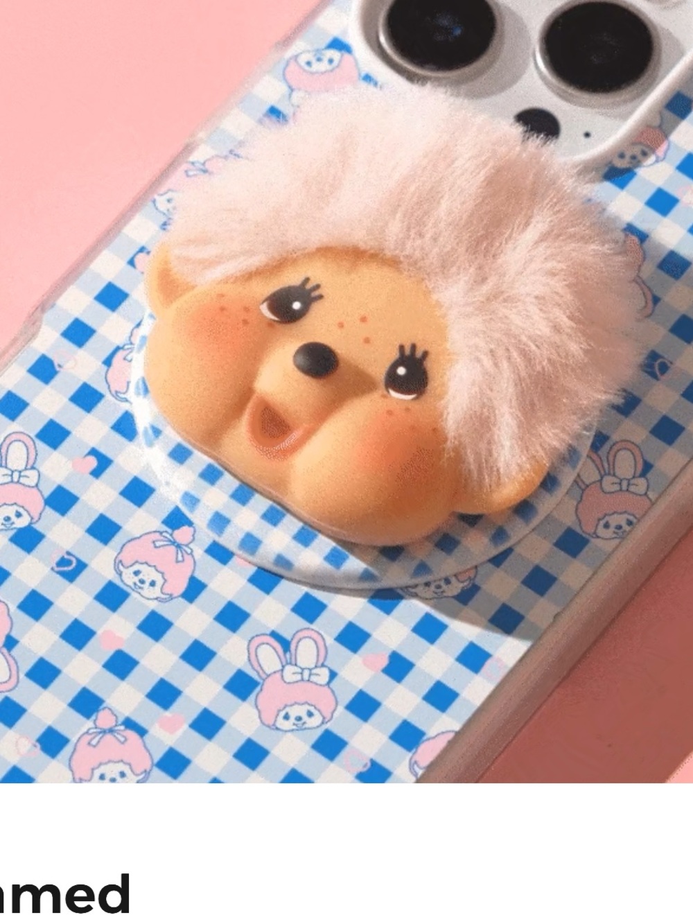 Vintage Plush Monchhichi Head - Pink Hair
